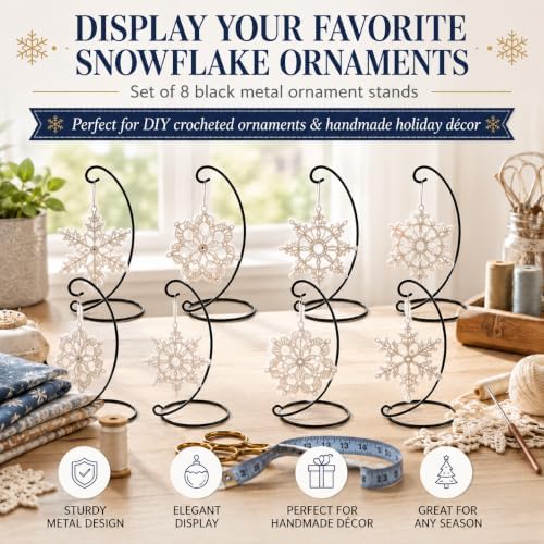 Ornament Display Stands Black Set of 8, 11 Inch Christmas Ornament Hangers for Glass Globes, Terrariums, Keepsake Balls, Memorial Ornaments, DIY Crafts, Holiday Table Décor and Display Hooks - Image 5