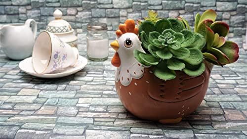 Chicken Planter - Rooster Utensil Holder Party Accessories - Flower Succulent Pot - Indoor Outdoor Garden Backyard Patio Chicken Theme Ceramic - Image 3