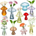 Plant Propagation Station, Set of 10 Colored Glass Mushroom Vase by JXWENBYX