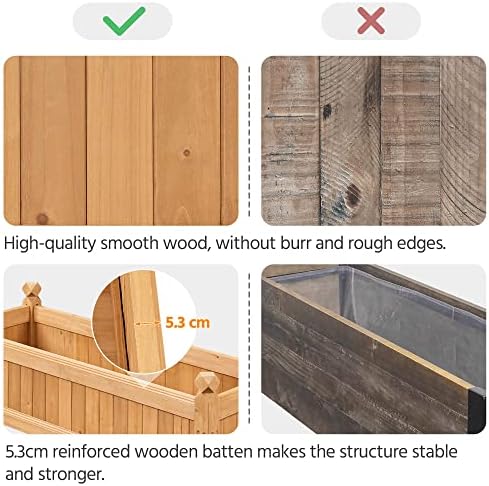 Yaheetech 43.5" Wooden Raised Garden Bed Rectangular Planter Box, 2pcs - Image 6