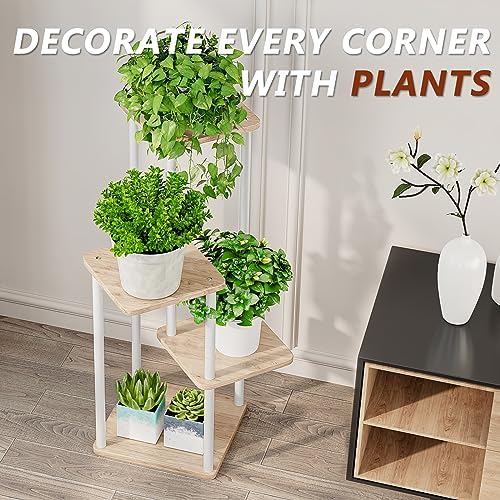AZERPIAN 4 Tier Tall Plant Stand Indoor Corner Tiered Shelf Metal MDF Board - Image 6