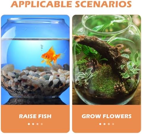 DECHOUS Round Fish Bowl Desktop Fish Tank with Base Small Aquarium Decor for Betta Hydroponic Vase Planter Clear Plastic Tabletop Bowl for Office Home Display - Image 7