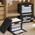 Homsorout Collapsible Storage Bins - Large Stackable Organizer Bins, Decorative Boxes with Handles & Window, Fabric Containers for Living Room, Closet, Dorm, 6 Pack, Black - Image 5