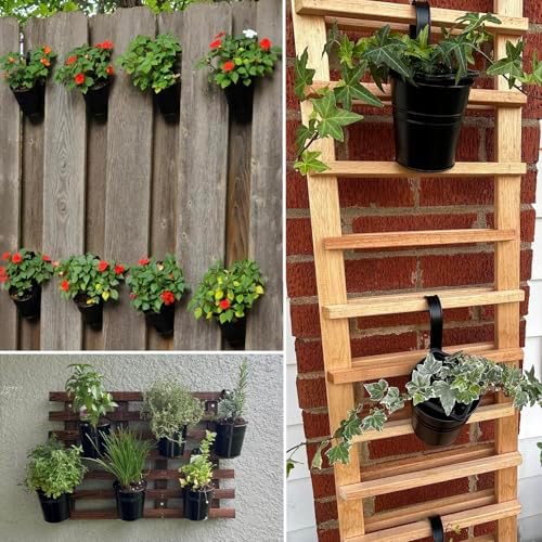 20 Pack 4 Inch Railing Hanging Planter, Black Small Hanging Bucket Planters, Metal Hanging Flower Pots, Metal Railing Bucket for Outdoor, Balcony, Fence, and Porch with Detachable Handles - Image 6