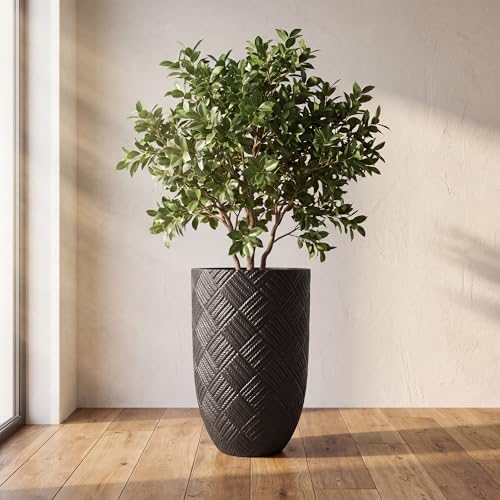 Oakrain 17.7" Tall Planter for Indoor Plants, Black Large Floor Planter - Image 6