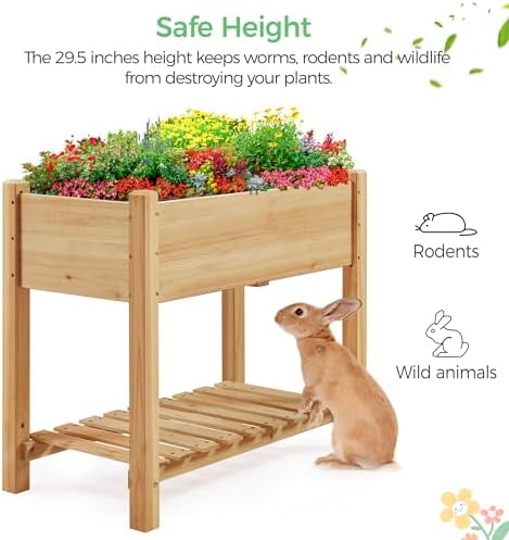 Yaheetech 34" Raised Garden Bed with Legs, Wooden Planter Box, 2Pcs - Image 7