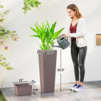 Outsunny 32 Inch Tall Planters for Outdoor Plants Set of 2, Brown - Image 3