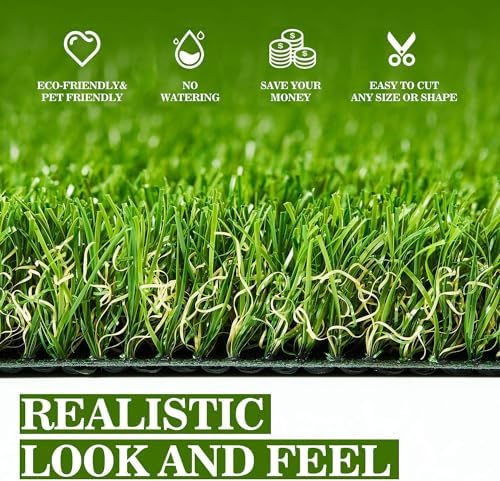AYOHA Artificial Turf 7 ft x 52 ft with Drainage, 1.38 Inch Realistic Fake Grass Rug Indoor Outdoor Lawn Landscape for Garden, Balcony, Patio, Synthetic Grass Mat for Dogs, Customized - Image 3