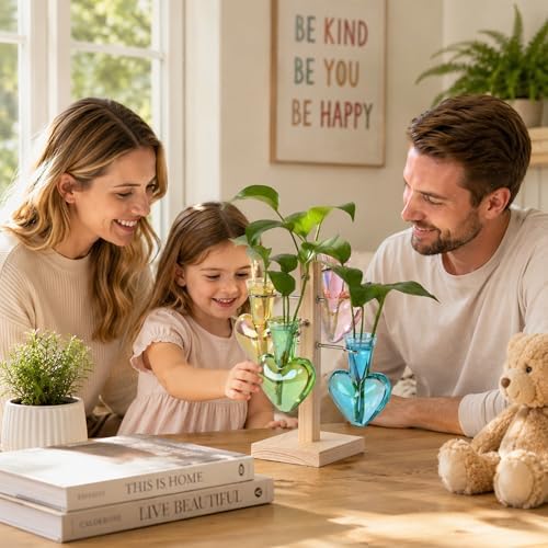 Nacome Plant Terrarium Propagation Stations: Colored Vase with Wooden Stand - Image 2