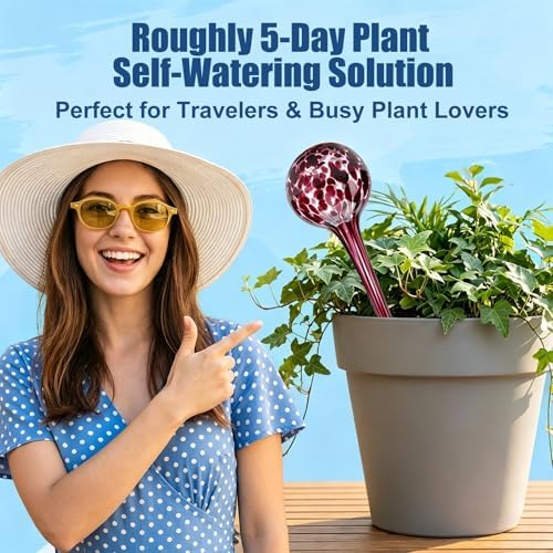 Plant Watering Globes, 6pcs Automatic Glass Watering Bulbs, Decorative Garden Watering Glass drip Ball with 6 Tags - Image 7