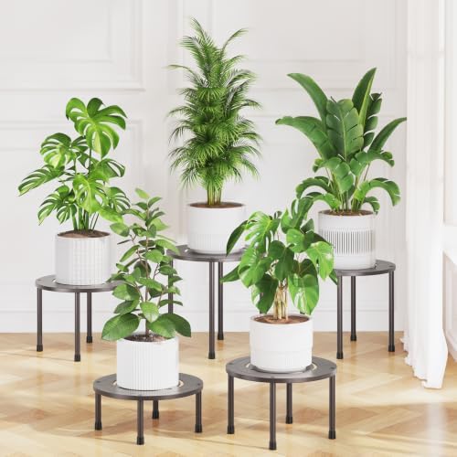 LASZOLA Small Plant Pot Stand Indoor Outdoor Planter, 5-Pack Metal Brown by LASZOLA