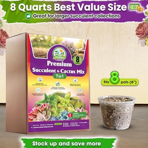 DUSPRO 7-in-1 Succulents & Cactus Soil Mix, Pre-Mixed & Ready to Use, 8 QT - Image 5