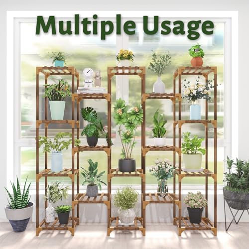 Uneedem Plant Stand Indoor Outdoor, 17 Tiered Plant Shelf Wood Plant Rack - Image 3