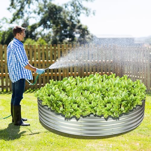 4x4x1ft Round Raised Garden Beds Outdoor Steel Fire Pit Ring Flower Planter - Image 6