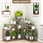 HOMKIRT 12 Tier Corner Plant Stand with Grow Lights for Multiple Plants, Tiered Plant Shelf Indoor Plant Holder Rack Flower Stand for Living Room Balcony Patio Porch Garden - Image 4