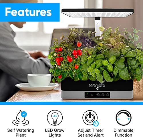 SereneLife Hydroponic Herb Garden - 6 Pod Indoor Kit, Full-Spectrum Grow Light, Adjustable Height, Smart Plant System, Black - Image 4