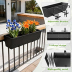 36 Inch Railing Planter Boxes, Heavy Duty Metal Hanging Planters with Adjustable Brackets, Outdoor Balcony Flower Box for Deck, Fence, Porch Railings - Image 3