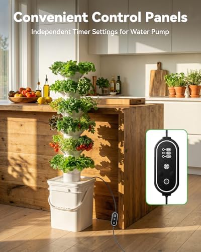 Vertical Hydroponics Growing System Kit, Indoor Outdoor Gardening System Kits, Herb & Fruits Growing Hydroponic Tower, 6 Layers (36 Pods) - Image 6