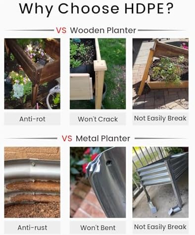 Small HDPE Raised Garden Bed, Elevated Planter Box with Legs, Outdoor All-Weather Planter Raised Beds for Seeds, Herbs, Flowers, Vegetables (Grey) - Image 3