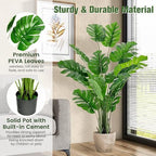 HAPPYGRILL Artificial Monstera Deliciosa Plant, 5FT Faux Plant with Cement Pot, 15 Large Leaves, Decorative Fake Greenery Plants, Indoor & Outdoor Decor for Home Office (1) - Image 3