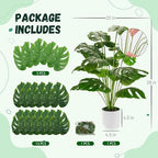 Der Rose 28" Fake Plants Large Artificial Monstera Faux Potted Plants Indoor Tall for Outdoor Living Room House Floor Front Porch Tree Decor (Pack of 2) - Image 3