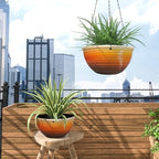 2 Pack 10 Inch Glazed Hanging Planters for Indoor Outdoor Plants, Orange - Image 7