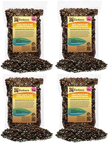 GARDENERA Swiss Cheese Plant Soil Blend - 20QT - Enhance Root Development and Retain Moisture for Monstera Deliciosa - (4 Bags of 5 Quart) by Gardenera