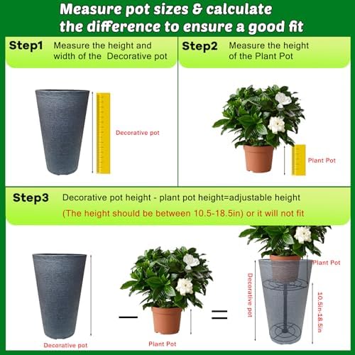 VICAMB 2 Pack Adjustable 10.6-18.5in Plant Risers for Inside Pots,Metal Planter Lift Inserts Fillers Risers for Tall Square Round Taper Large Pots(5.9" 7.87" 9.84" Base or Top) - Image 3