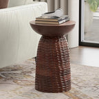 SIMPLIHOME Boyd 16" Wide Solid Wood Round End Table in Warm Dark Brown - Image 2