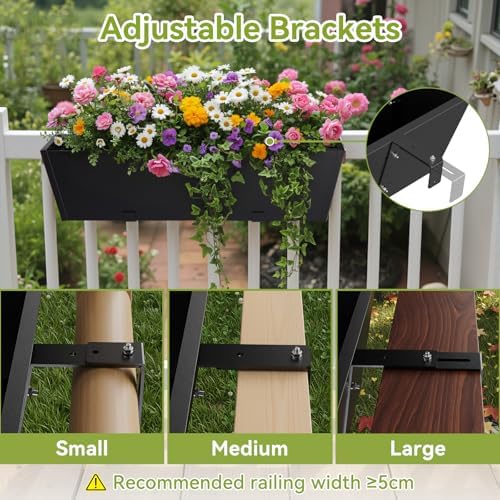 2 Pack Railing Planter Box 36 Inch, Heavy Duty Metal Window Boxes - Image 3