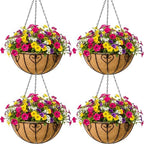 4pcs 16 inch Metal Hanging Baskets Round Wire Plant Stand with Coco Lining Cushion Decorative Planter Hanger Garden Indoor Outdoor Watering Hanging Basket （AX） by SMYAXUNW
