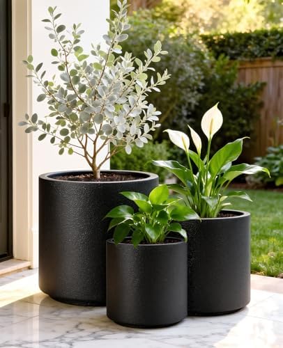 homenote 13.2/10.5/8.5 Inch Large Plastic Flower Pots with Drainage (3 Pcs) - Image 5