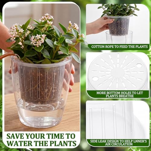 Self Watering Plant Pots, 5.1'', Transparent, 24 Pcs - Image 3