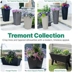 Step2 Tremont Tall Round Tapered Planter 2-Pack, 28 in Resin Planters, Self-Watering, Onyx Black - Image 7