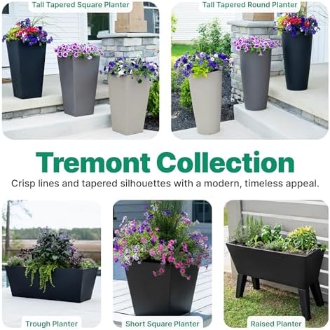 Step2 Tremont Tall Round Tapered Planter 2-Pack, 28 in Resin Planters, Self-Watering, Onyx Black - Image 7