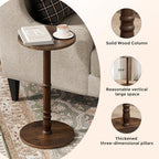 Homleke Round Side Table with Solid Wood Pillar, Small Drink Table - Image 6