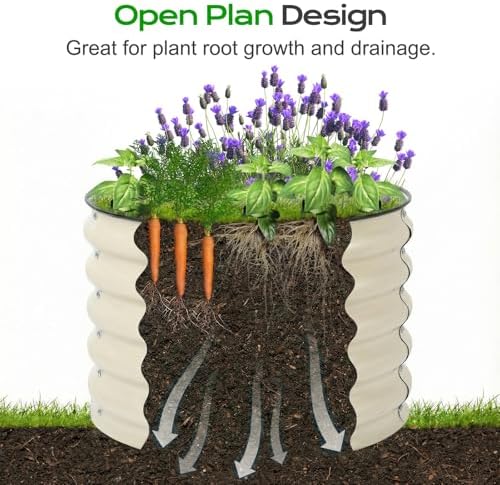 Aoodor 17" Tall 24" Metal Raised Garden Bed, Beige - Image 6