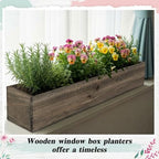Dandat 2 Set Wood Boxes for Centerpieces 28x5 Inch Rectangle Wooden Planter Box Rustic Wooden Planters with Removable Plastic Liner Floral Foam Blocks for Christmas Wedding Home Garden Decor(Brown) - Image 4