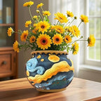 Starry Night Planter Pots/Vase Van Gogh Inspired Acolorful Art Resin Flower Pot with Drainage Hole for Indoor Plant Home Balcony Decor - Image 5