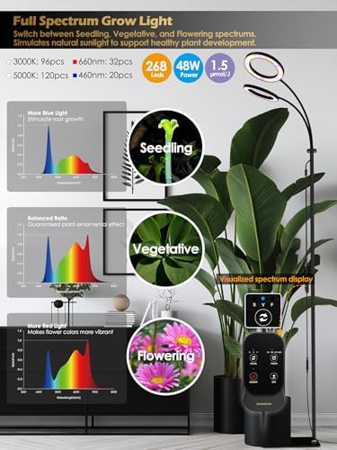 48W Grow Lights for Indoor Plants, Full Spectrum LED Plant Light with Stand - Image 3