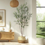 Erimda 8FT Artificial Olive Tree Tall Faux Silk Plant Tall Faux Olive Tree with Natural Wood Trunk & Lifelike Fruits Fake Potted Tree or Home Office Decor - Image 4