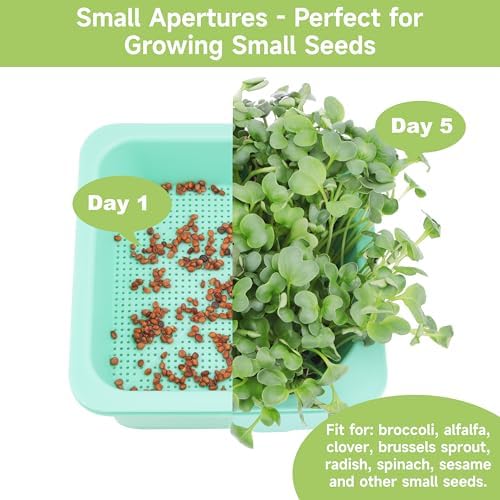 Microgreen Growing Trays, 5" x 5" Sprouting Tray with Humidity Dome, 1.2 mm Small Mesh Holes, BPA Free, Sprouter Kit for Growing Mirco Seeds, Like Broccoli, Alfalfa, Radish, Clover - 6 Pack | Colorful - Image 4