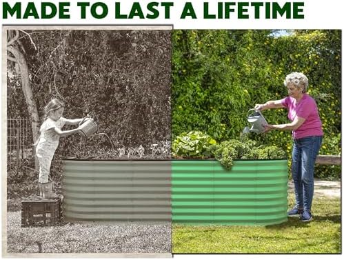 Plant & Plot Galvanized Raised Garden Beds Outdoor // 8×2×2 ft Planter Raised Beds for Gardening, Vegetables, Flowers // Large Metal Garden Box (Light Green) // Patented Tool-Free Design - Image 3