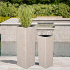 Christopher Knight Home Jorine Patio Wicker Planters Set of 2, Rattan Garden Urn, Iron Frame Flower Pots, Woven Wicker Garden Pot, 2 Plant Urns with Drainage Hole for Backyard Hall Balcony, Beige - Image 2