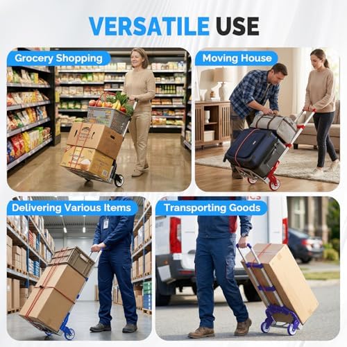 FCH Folding Hand Truck Aluminum Portable Folding Hand Cart 165lbs Capacity Hand Cart and Dolly Ideal for Home, Auto, Office,Travel Use,Black - Image 7