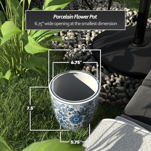 Red Lantern 8" Planter - Blue and White Floral - Image 4
