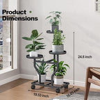 Plant Stand with Wheels, Black 3 Tier Metal Plant Shelf for Indoor Outdoor - Image 2