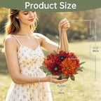 Hydrangea 11" Fall Hanging Baskets Sunflowers Small Artificial Flowers Fall Hanging Decor Sunflowers Flowers Red Orange Fake Hydrangea Faux Plants Indoor Outdoor Porch Garden Autumn Home Decorations - Image 2