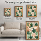 Framed Canvas Wall Art Bohemian Gouache Desert Garden Pathway Terracotta Green Canvas Print Poster Gold Frame Wall Decor for Living Room Desert Botanical Art, Boho Home Decor - Inch 16x20 - Image 3