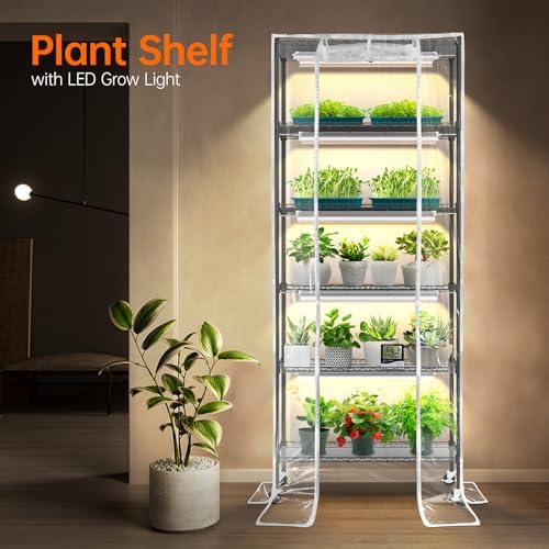 Bstrip 6-Tier Indoor Greenhouse with Grow Light, 29.5x13.8x71in - Image 2